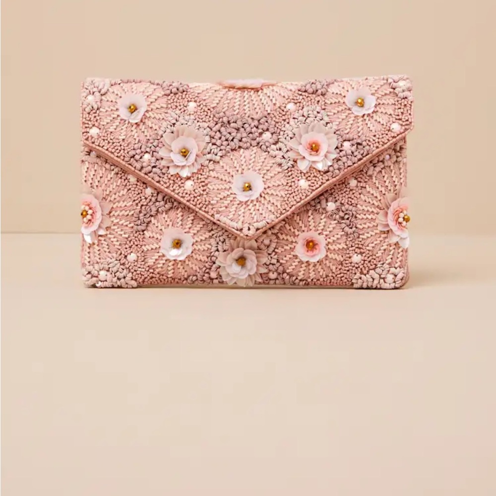 Lulu's Blush Pink Floral Clutch